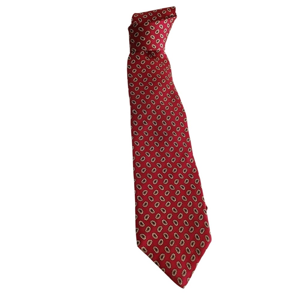 Cromley &‎ Finch Silk Tie Red Classic London Handmade Geometric Church Wedding